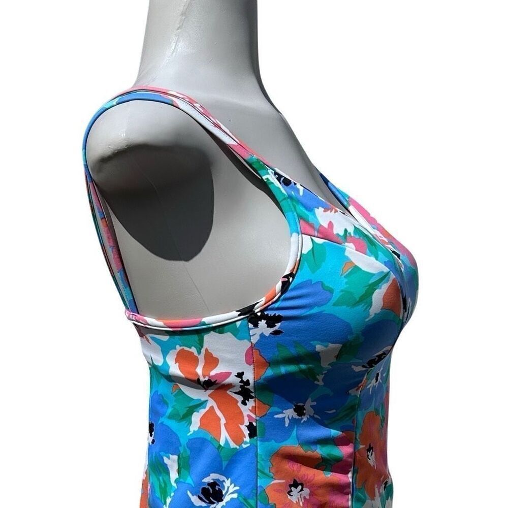 Vtg Miraclesuit Swim Tankini Top Size 8 Multicolor Pastel Floral Double Strap - Picture 5 of 15